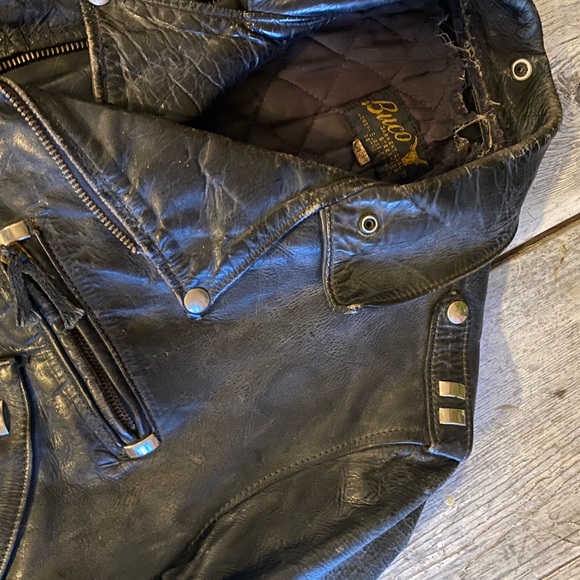 Vintage leather Buco late 1950’s to 1960s. Steer Hide D-pocket J-82 Detroit. - Picture 5 of 11